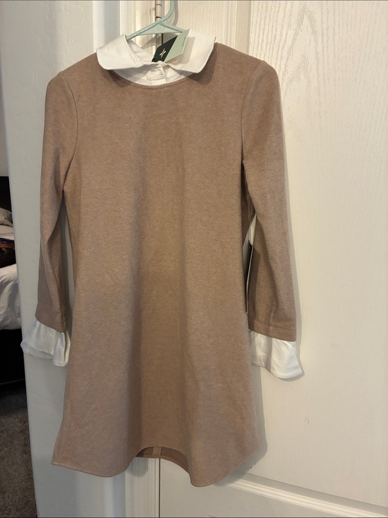 Tuckernuck Dresses & Skirts - Tuckernuck Beige Long-Sleeve Dress with White Collar